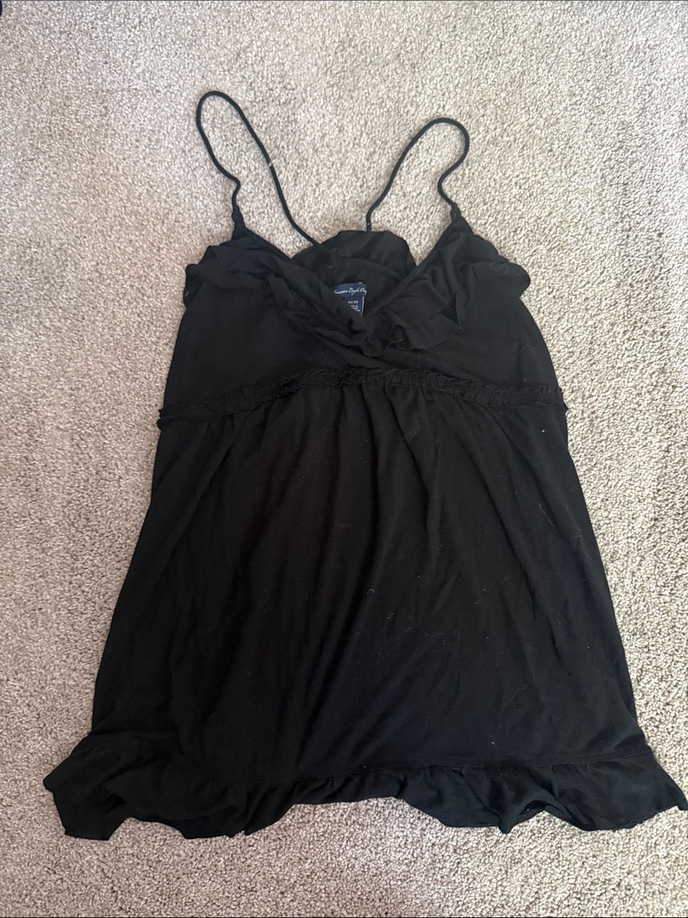 American Eagle Outfitters Black Ruffle-Trim Camisole